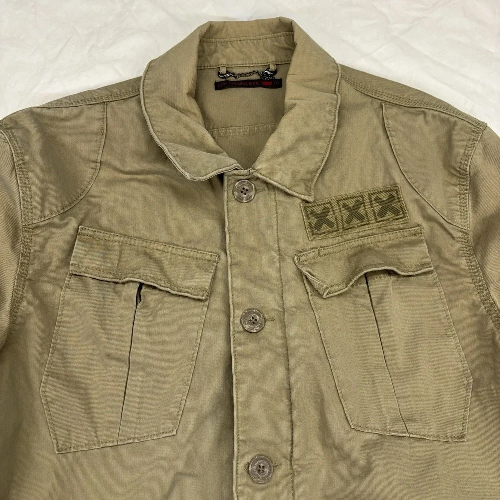 Men's LEVI'S Khaki‎ 100% Cotton Button Up Utility Jacket Size Large